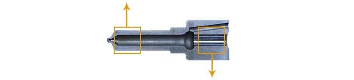 Cut-away section of a nozzle 