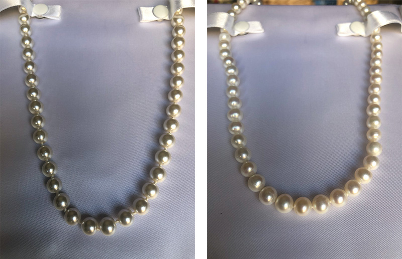Real pearl necklace vs. fake pearl necklace