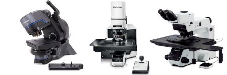 Três microscópios industriais