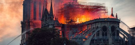 The Notre-Dame cathedral on fire