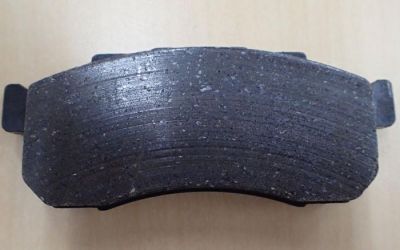 Example of a brake pad that is worn after use